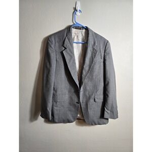Oscar‎ de la Renta Men's Blazer Hand Tailored Sport Coat Gray Herringbone